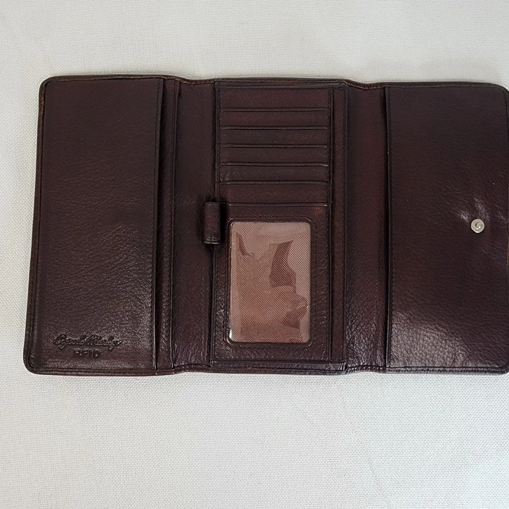 Osgoode Marley RFID Dark Brown Full Grain Leather Wallet W/Checkbook Holder